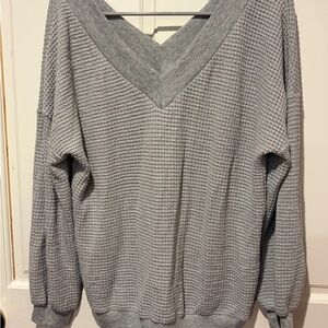 Gray V-Neck Women Sweater